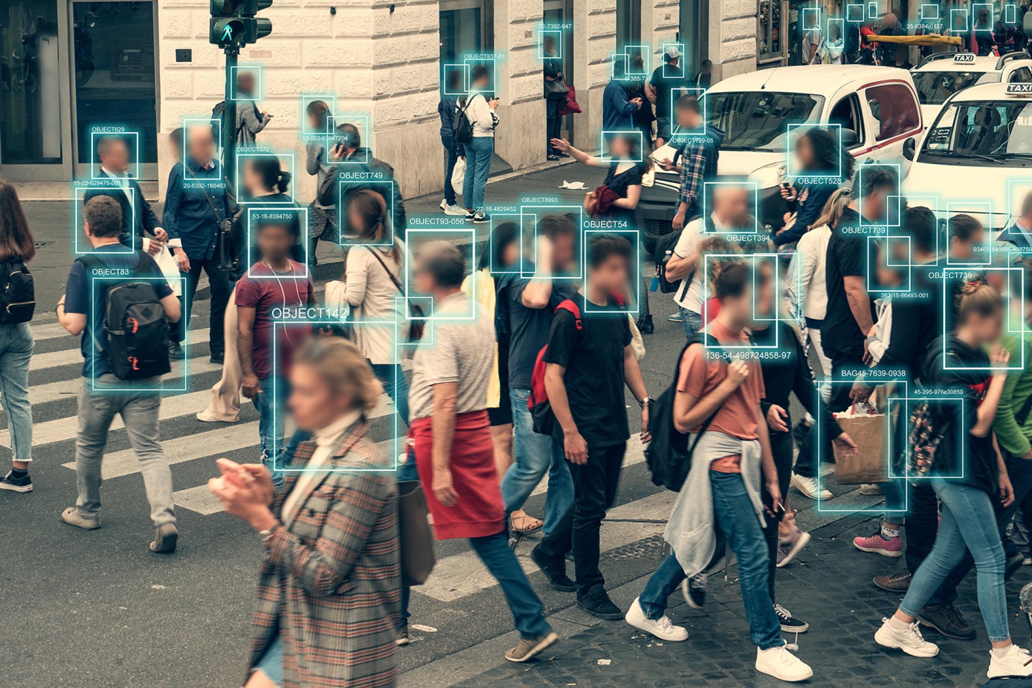 Generative image of face detection and recognition of citizens.