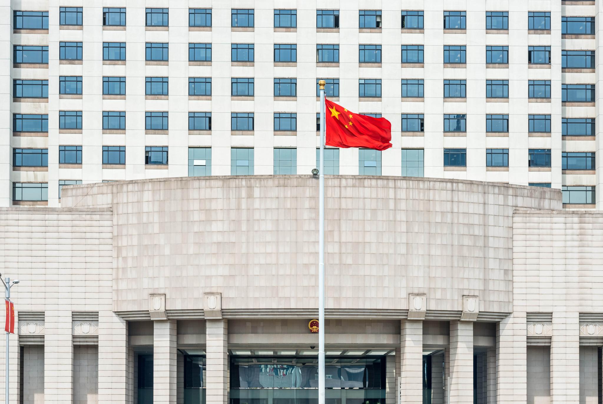 Official Chinese military government building on people square