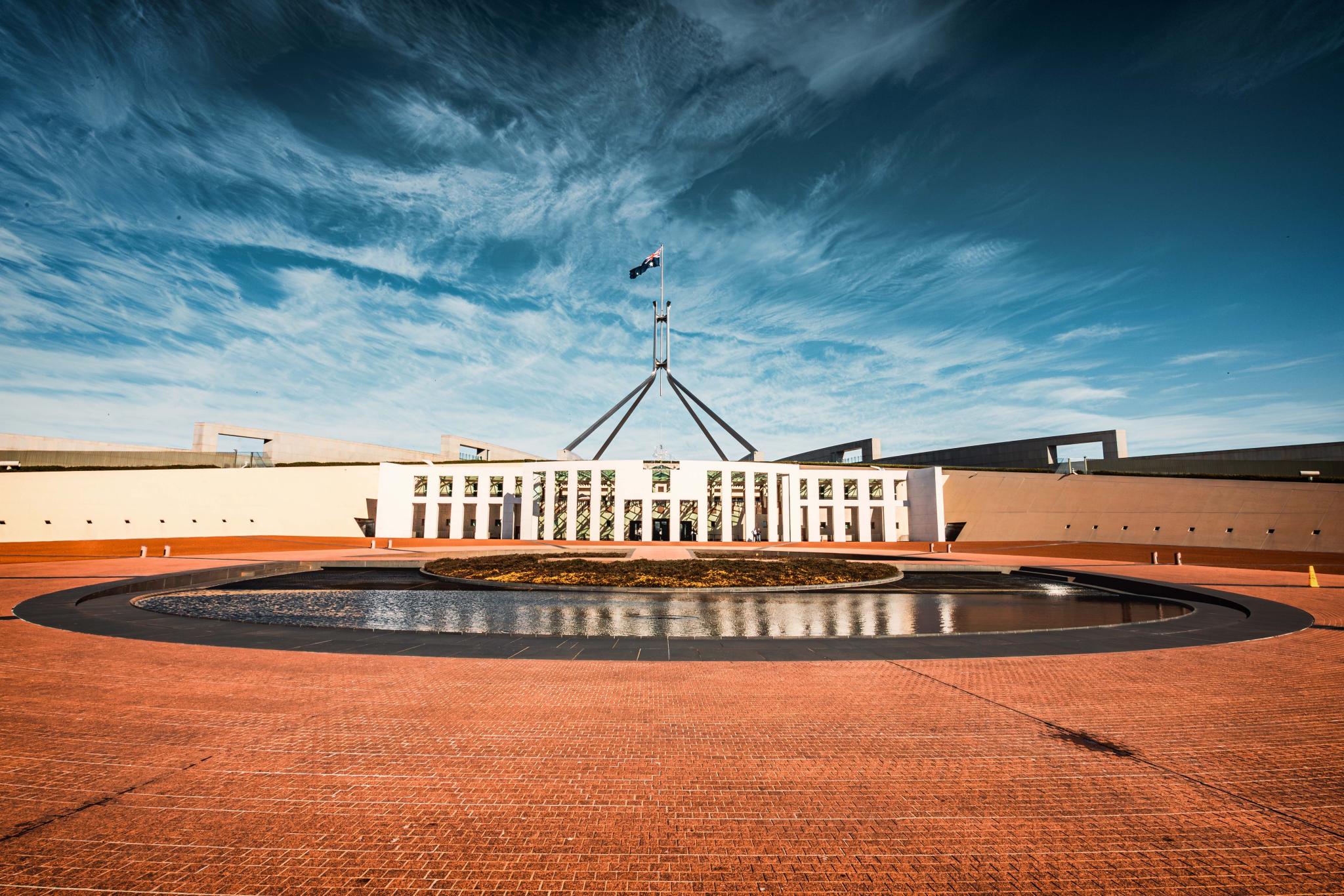 The view of the Parliament House of Australia government in Canberra 