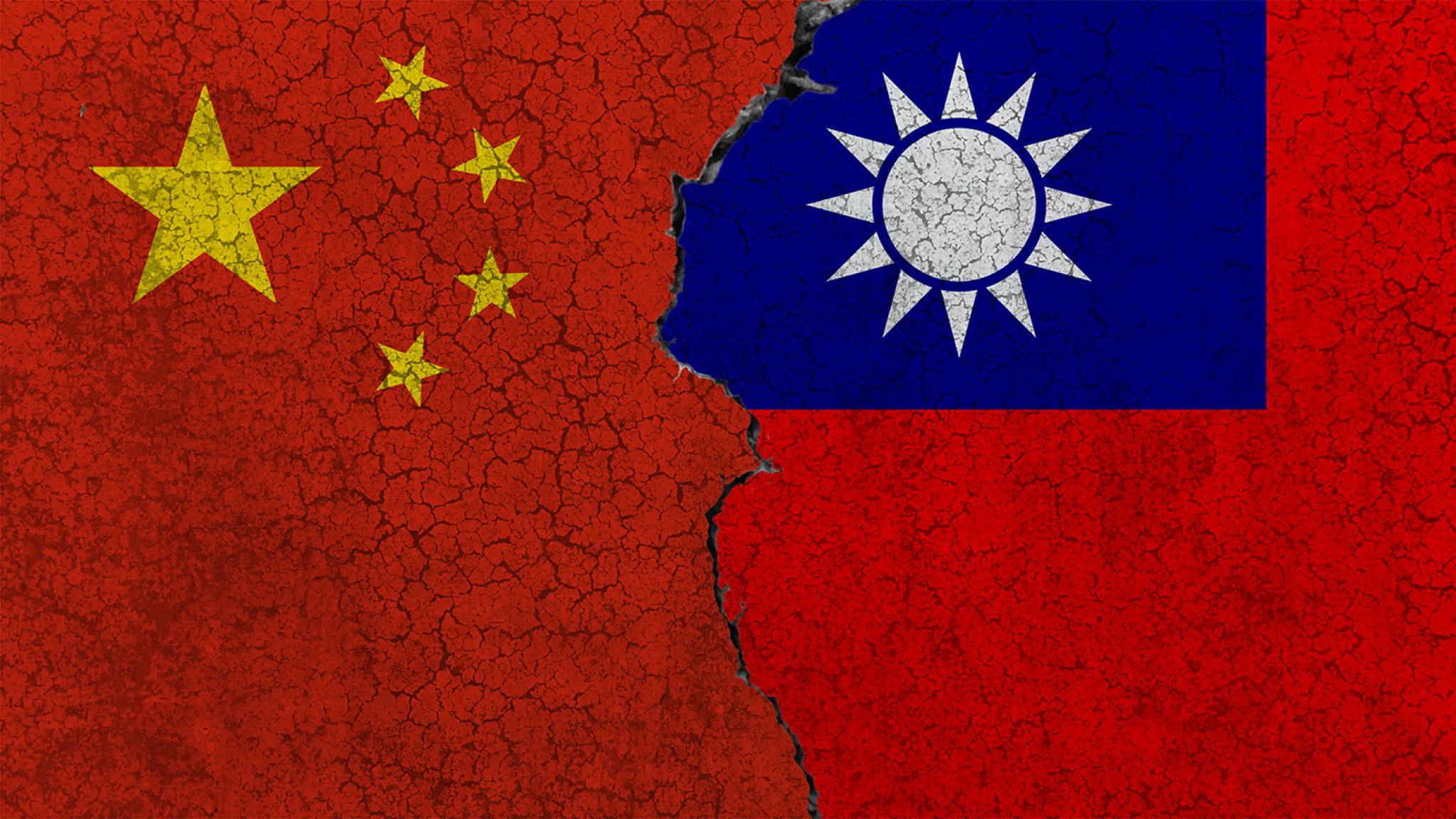 Flags of China and Taiwan. Image: Adobe stock