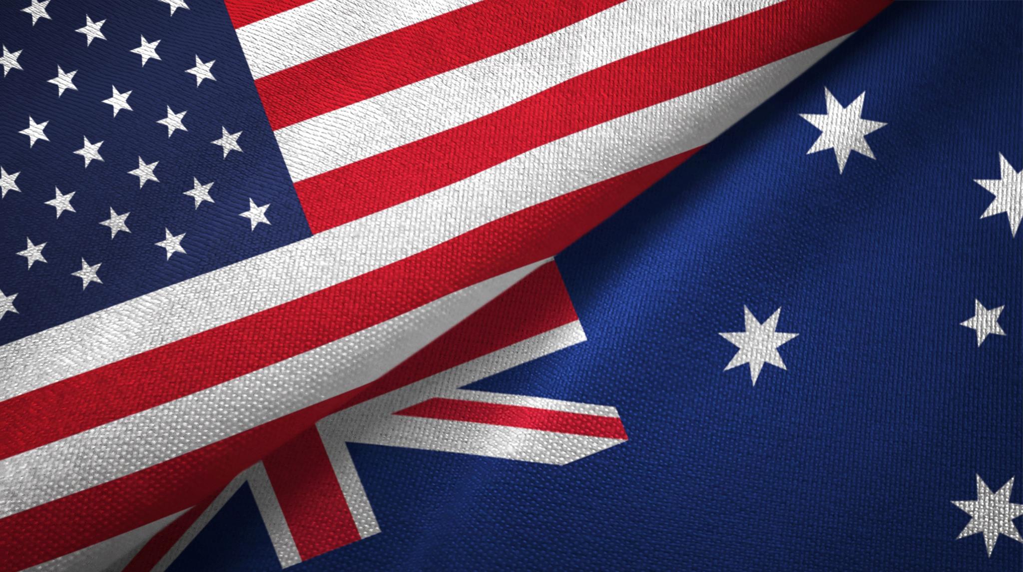 Image of USA and Australian flags