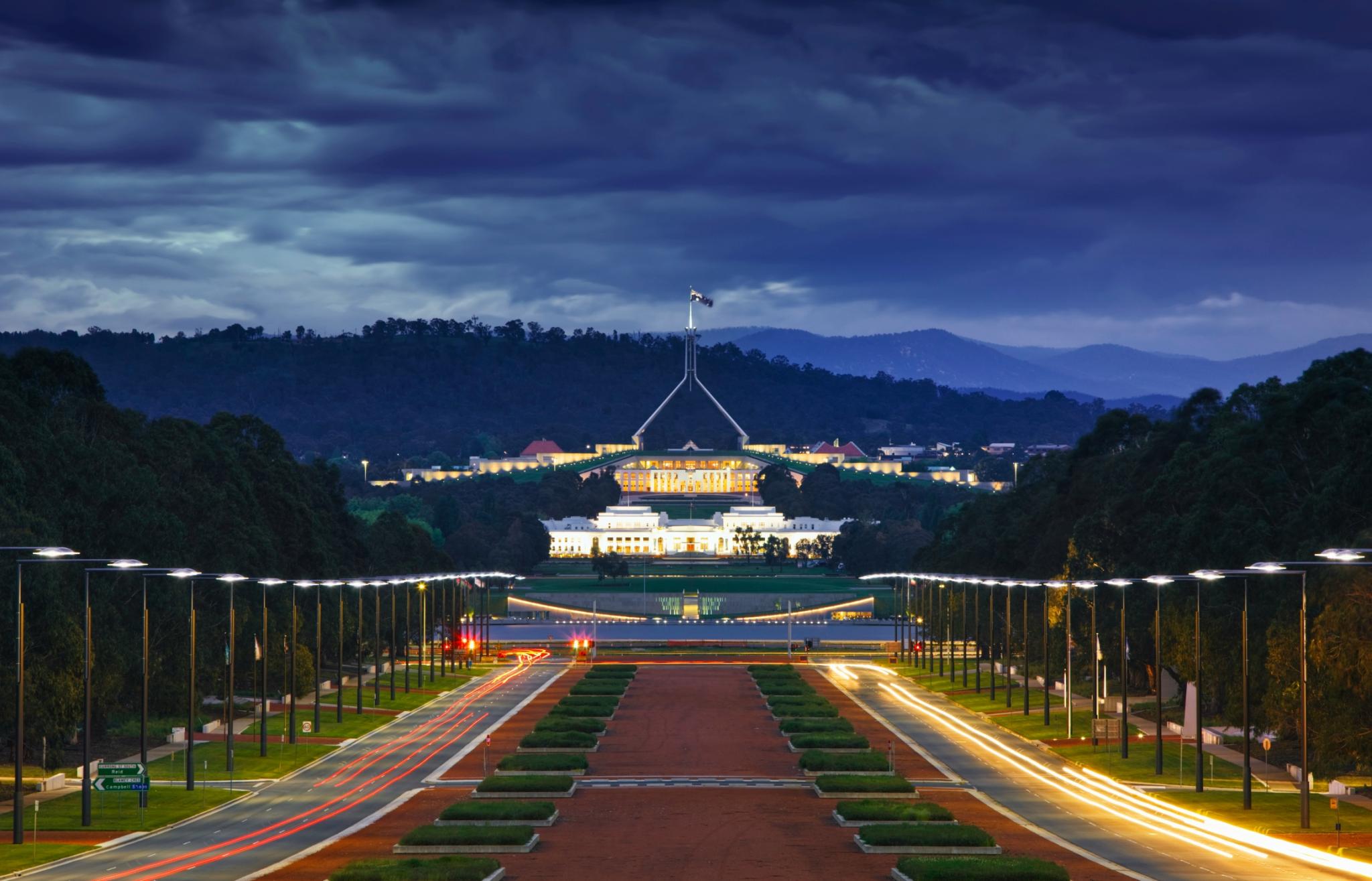 Image of Aus Parliament at night