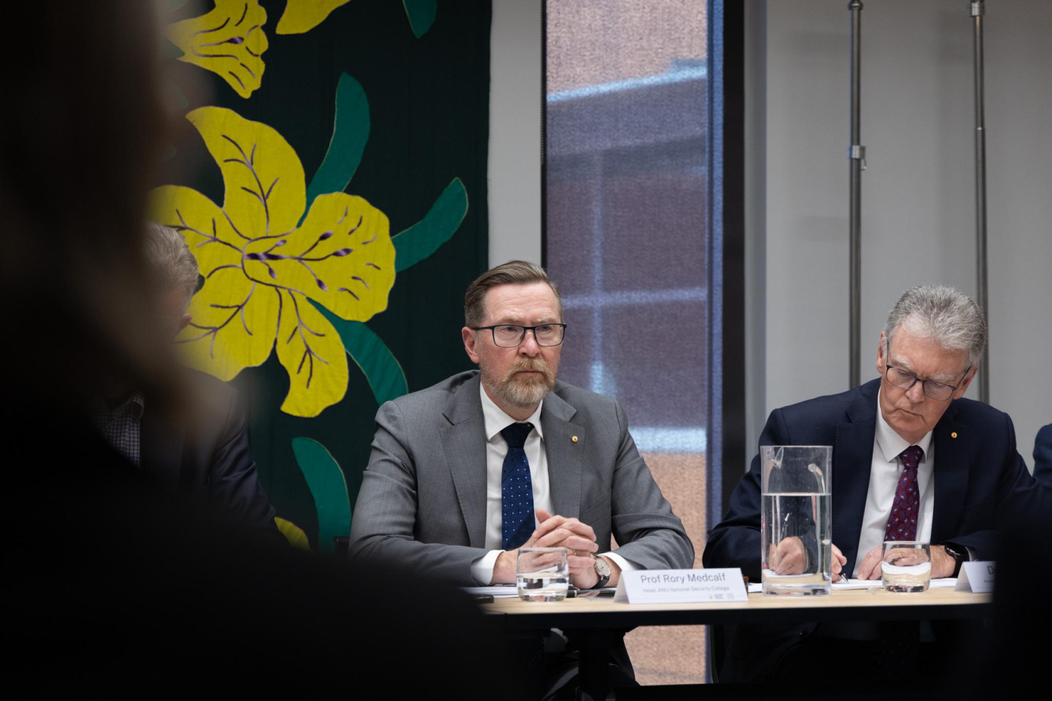 Head of College Professor Rory Medcalf with Professor Duncan Lewis AO, DSC, CSC