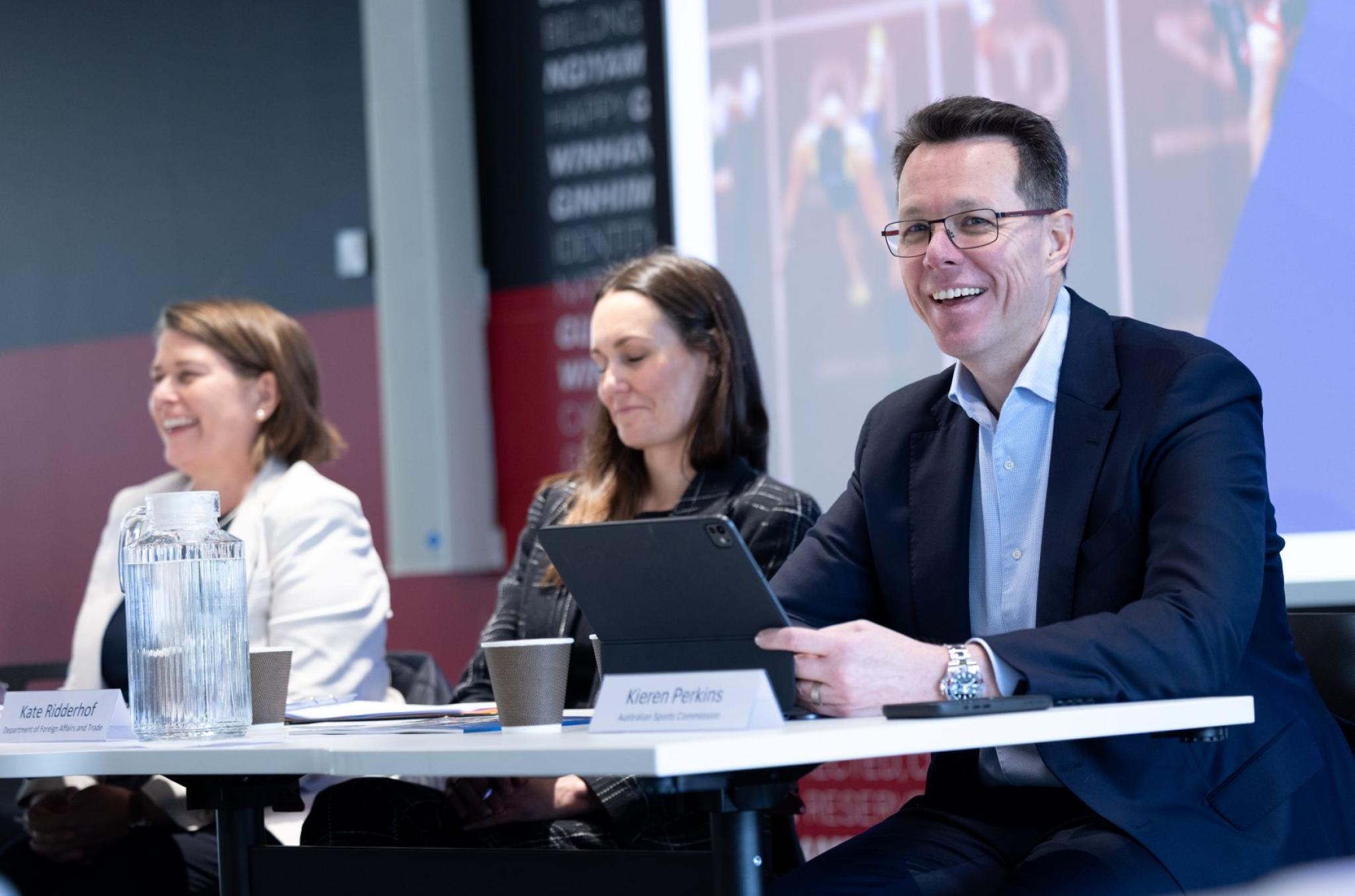 Suzanne McCourt, Kate Ridderhof and Kieren Perkins