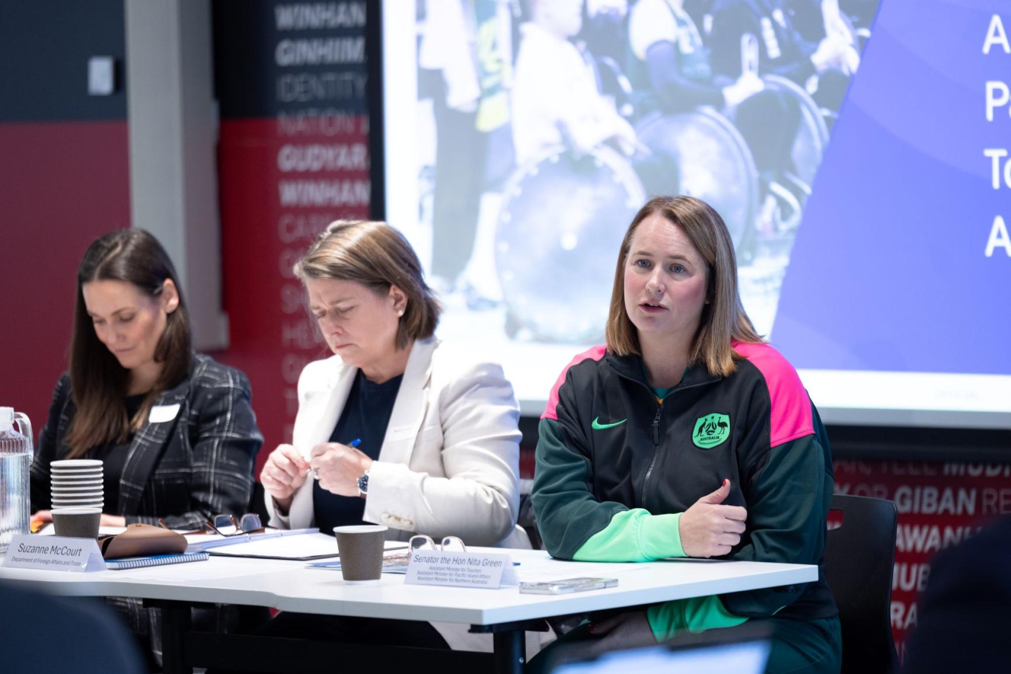 Kate Ridderhof, Suzanne McCourt, Senator the Hon Nita Green
