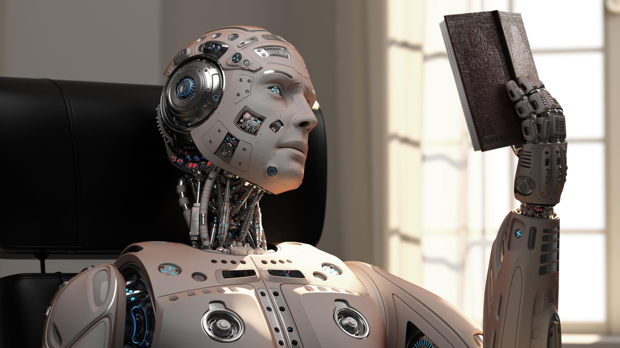 Artificial intelligence reading a book