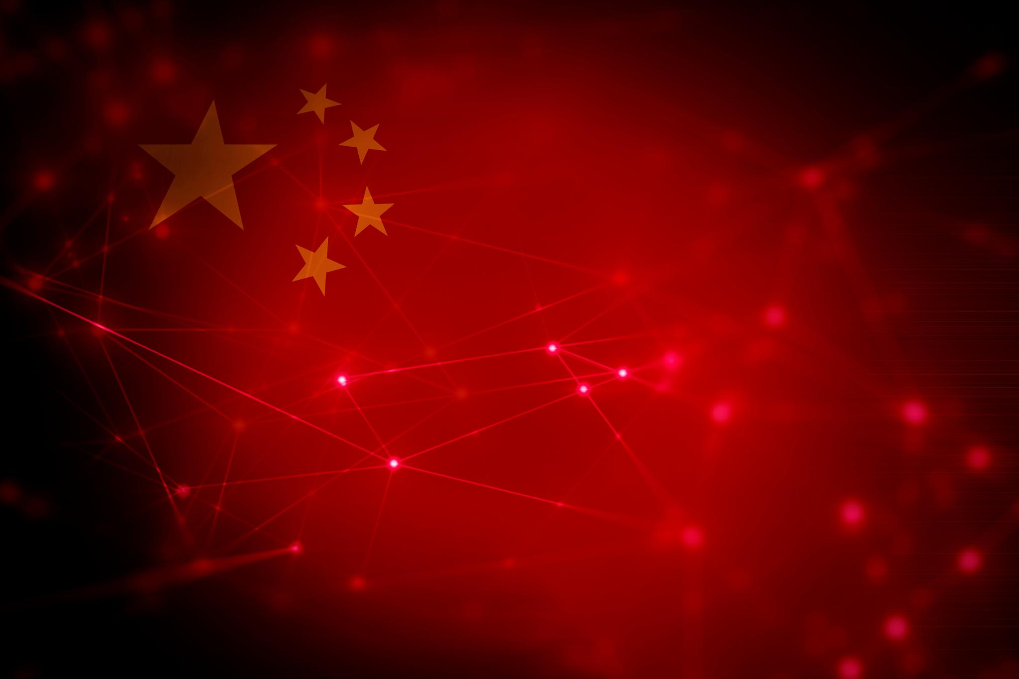 Data network over Chinese flag