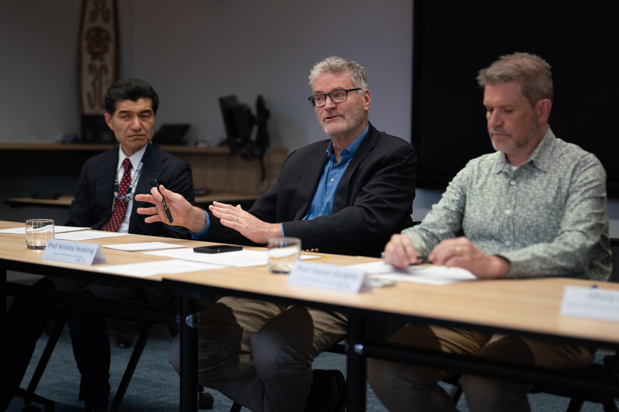 Professor Anthony Hosking, Professor Narushige Michishita and Professor Aaron Quigley