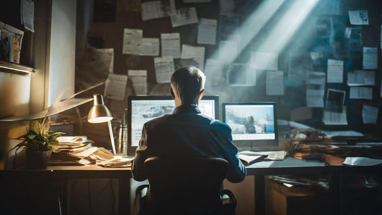 Image displaying a person sitting at a desk in front of a computer