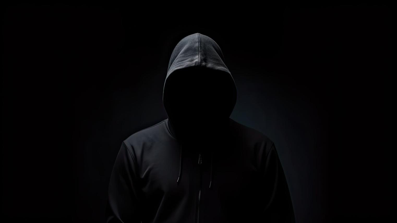 Image displaying a person standing in the dark with a black hoodie