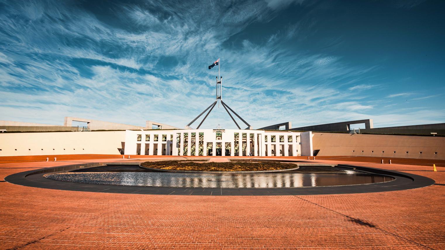 The view of the Parliament House of Australia government in Canberra 