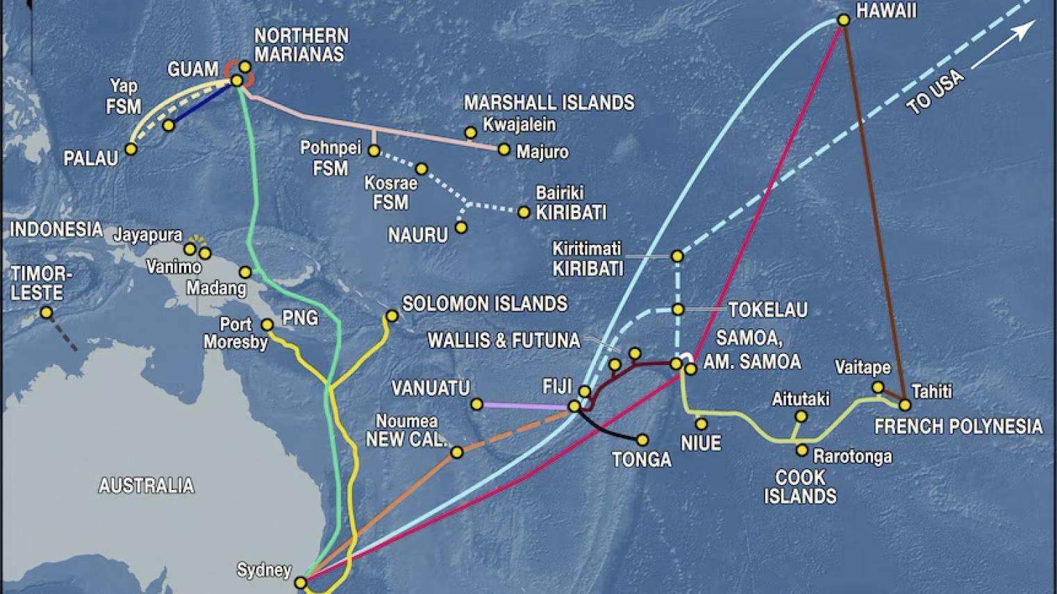 International undersea internet cables for Pacific Island countries. Dr Amanda H A Watson and CartoGIS ANU