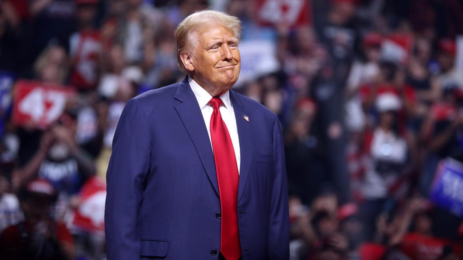 President-elect Donald Trump speaking with attendees at an Arizona for Trump rally at Desert Diamond Arena in Glendale, Arizona.