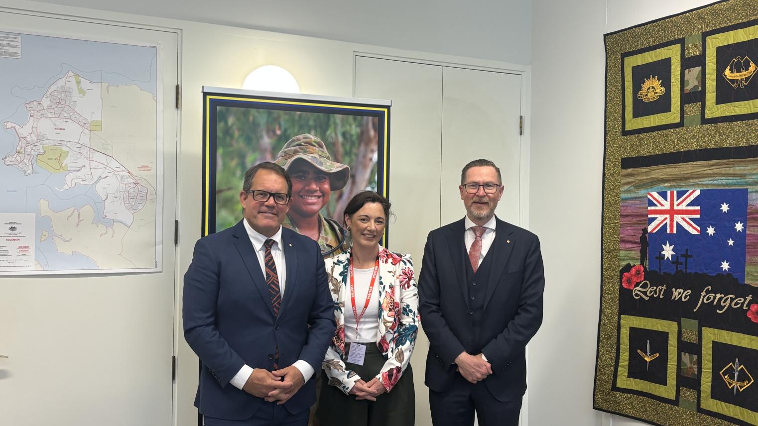 Sally Bulkeley and Professor Rory Medcalf with Luke Gosling OAM, MP