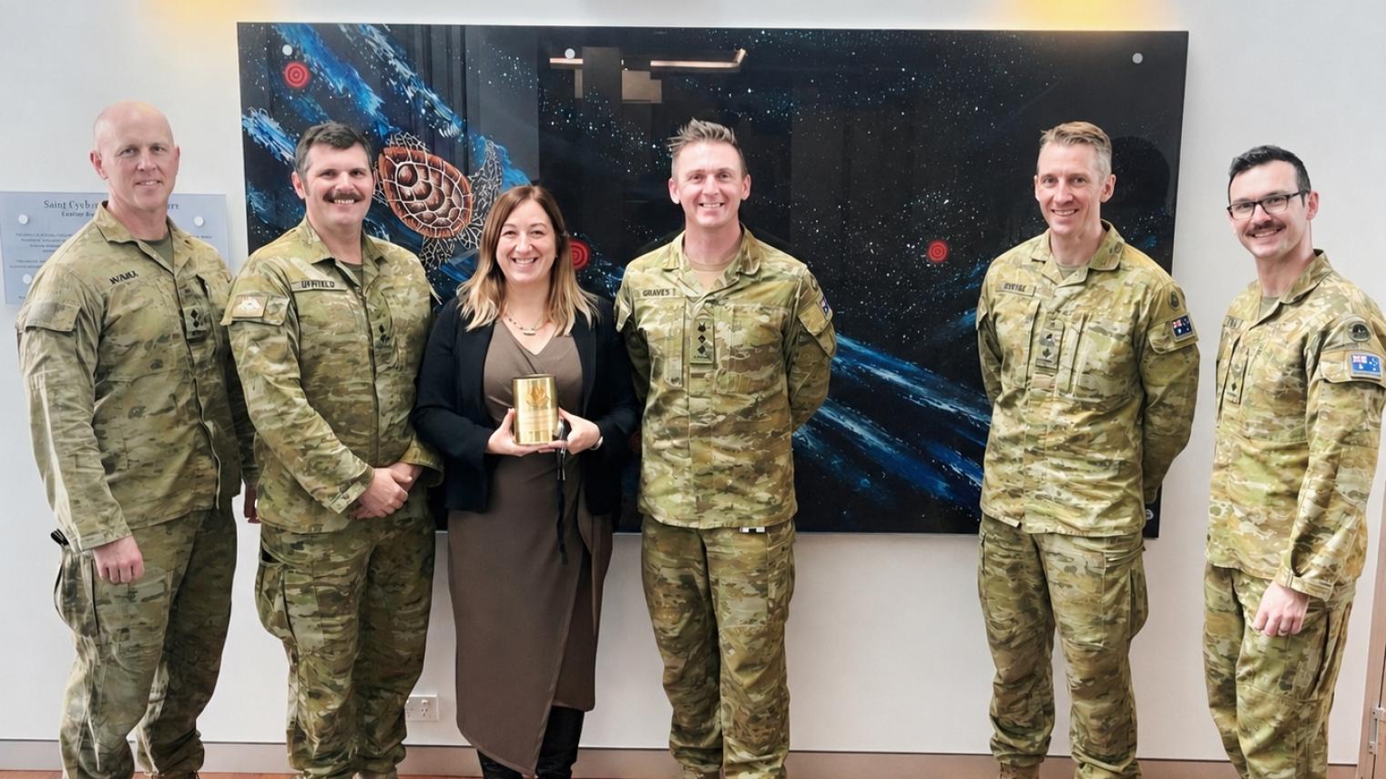 Danielle with Australian Army personnel during her time on secondment.